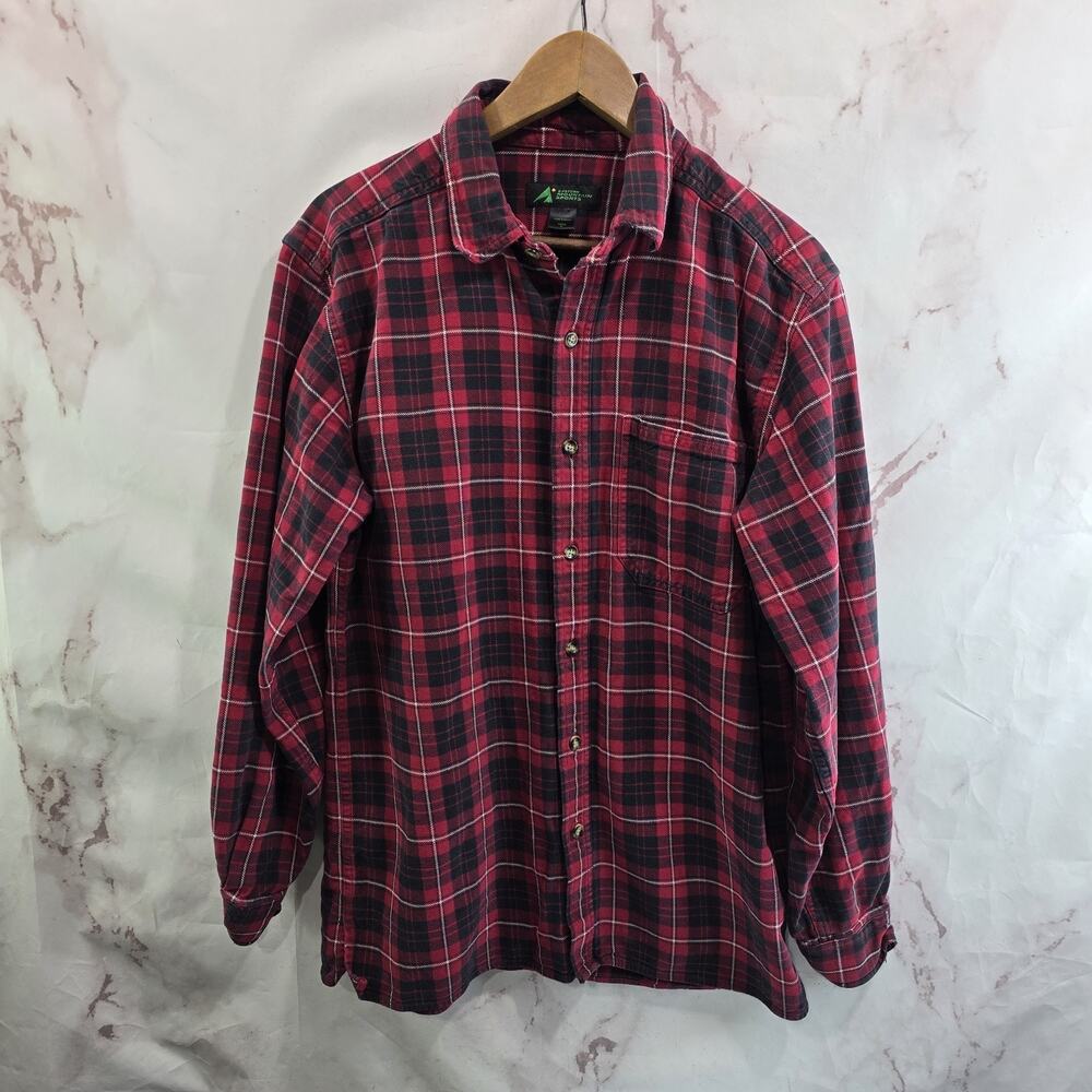 Vintage Flannel Shirt Mens Medium Red Button Up Scotch Eastern Mountain Sports